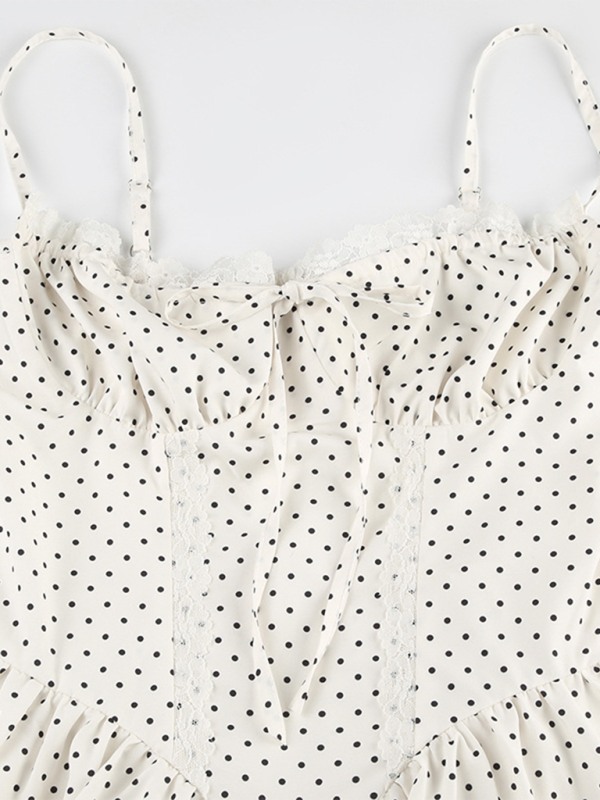 Polka dot A-line suspender dress