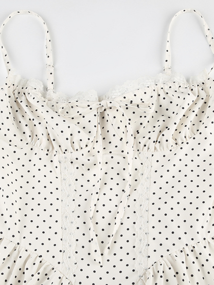 Polka dot A-line suspender dress