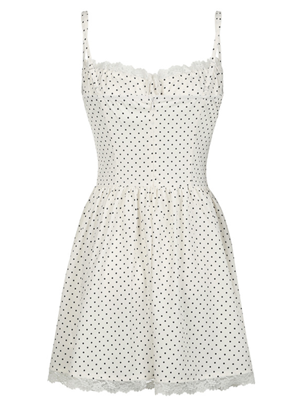 Polka dot A-line suspender dress