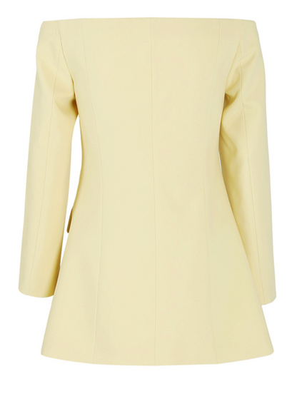 Chic Off-Shoulder Yellow Suit Jacket for Effortless Style