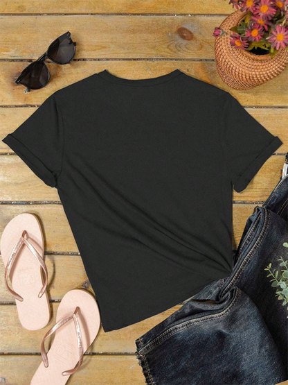 Chic round neck t-shirt with bowknot print