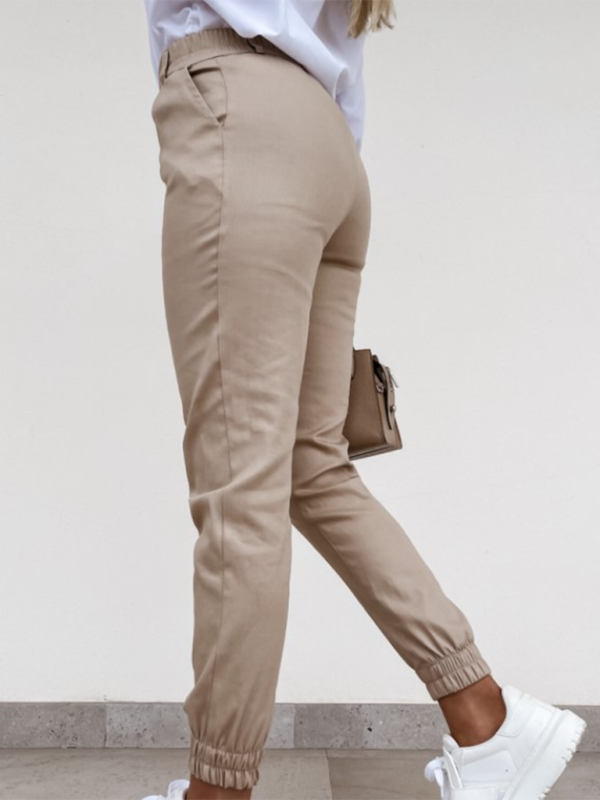 Chic washed cotton nine-point pants