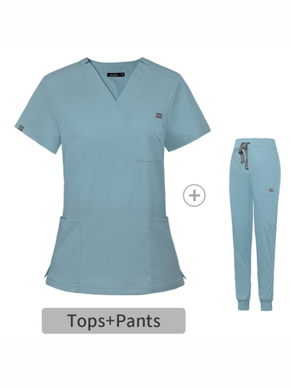 V-neck short-sleeve nurse suit for women