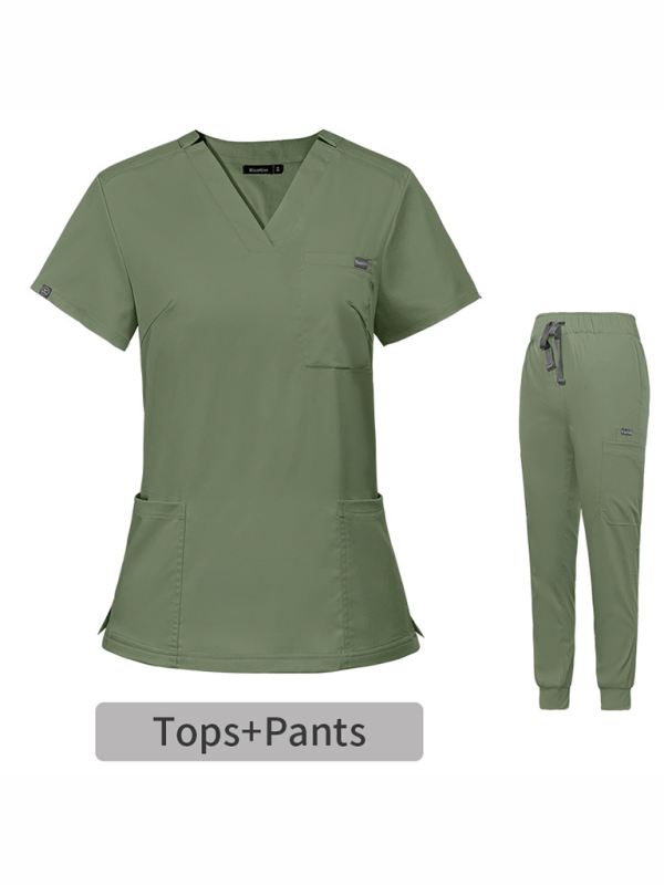 V-neck short-sleeve nurse suit for women