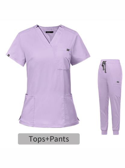 V-neck short-sleeve nurse suit for women