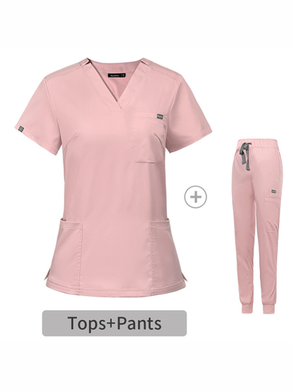 V-neck short-sleeve nurse suit for women