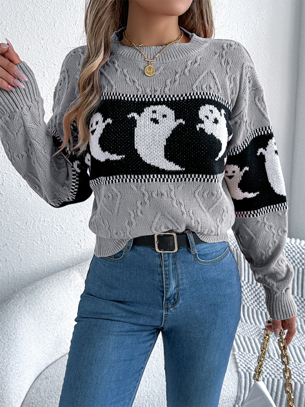 Spooky knit pullover sweater