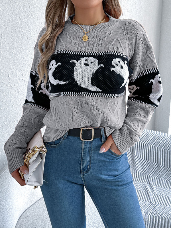 Spooky knit pullover sweater