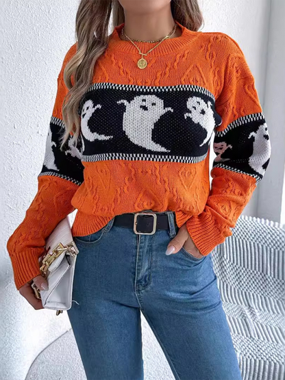 Spooky knit pullover sweater