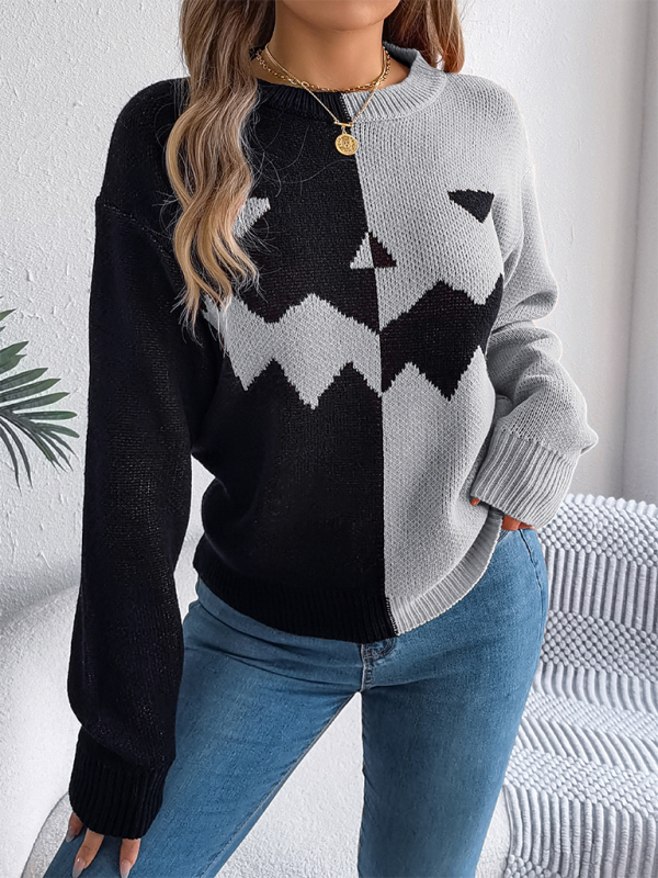 Spooky pumpkin knit pullover sweater