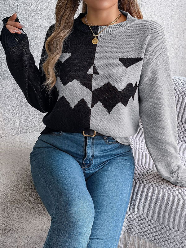 Spooky pumpkin knit pullover sweater