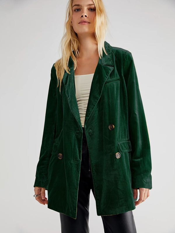 New Golden Velvet Jacket Split Blazer for Stylish Autumn