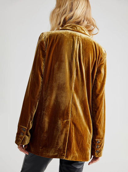 New Golden Velvet Jacket Split Blazer for Stylish Autumn