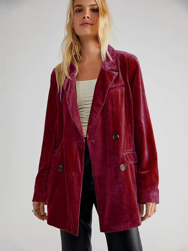 New Golden Velvet Jacket Split Blazer for Stylish Autumn
