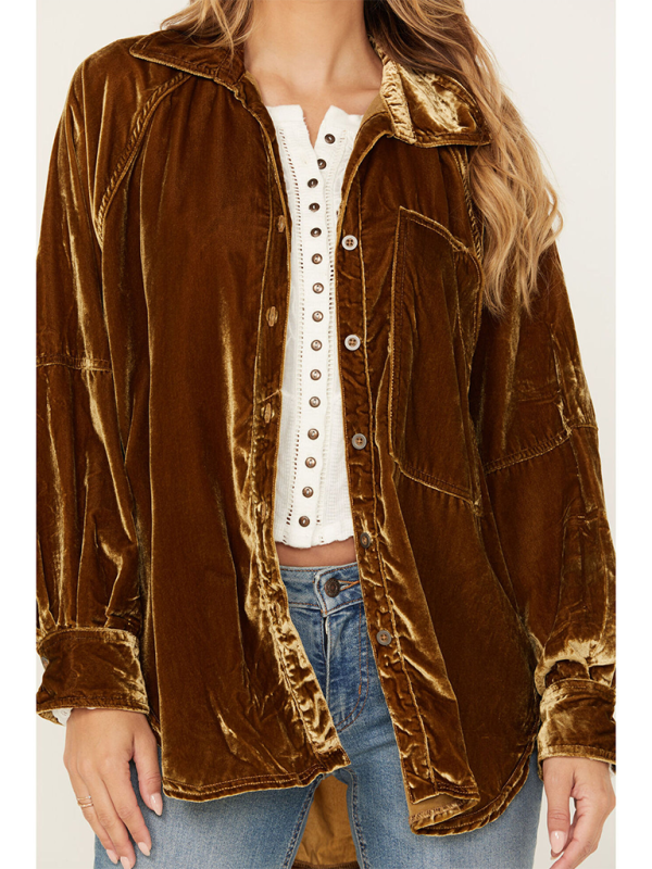 Golden velvet oversized jacket