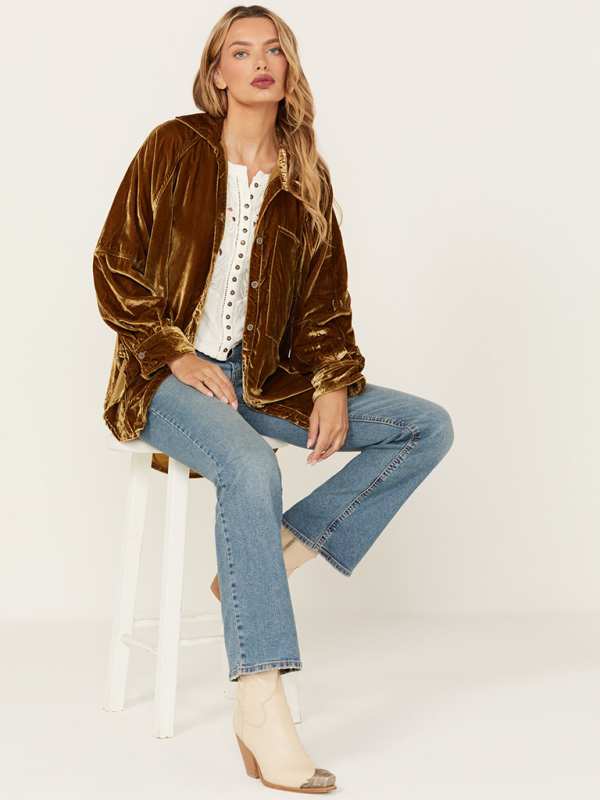 Golden velvet oversized jacket