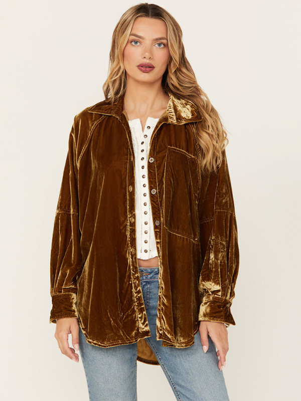 Golden velvet oversized jacket