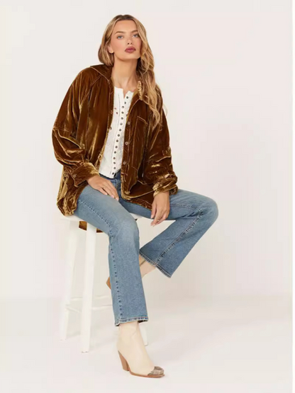 Golden velvet oversized jacket