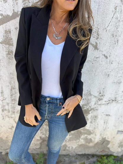 Solid Color Fashion Long Sleeve Blazer for Women Stylish