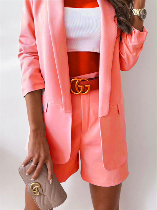 Women's New Solid Color Small Suit Long Sleeve Top for Fall