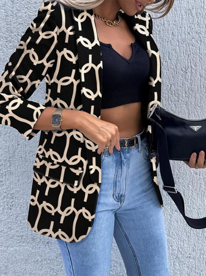 Women's New Solid Color Small Suit Long Sleeve Top for Fall