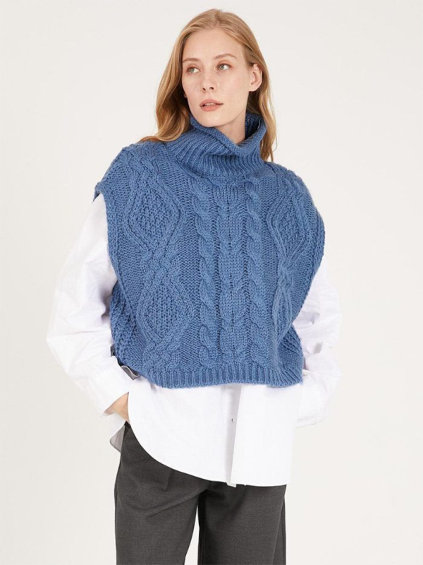 High neck jacquard knit vest