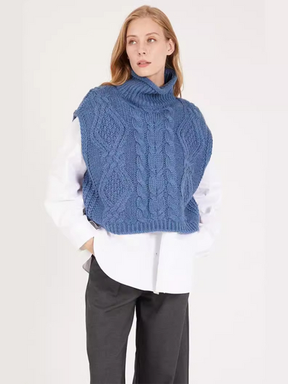 High neck jacquard knit vest