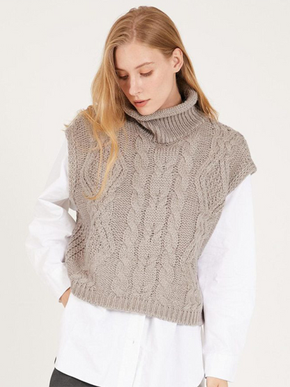 High neck jacquard knit vest