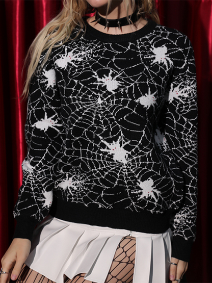 Cozy Black Spider Knit Sweater