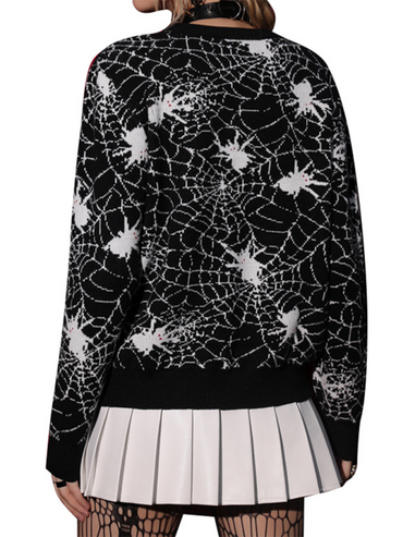 Cozy Black Spider Knit Sweater