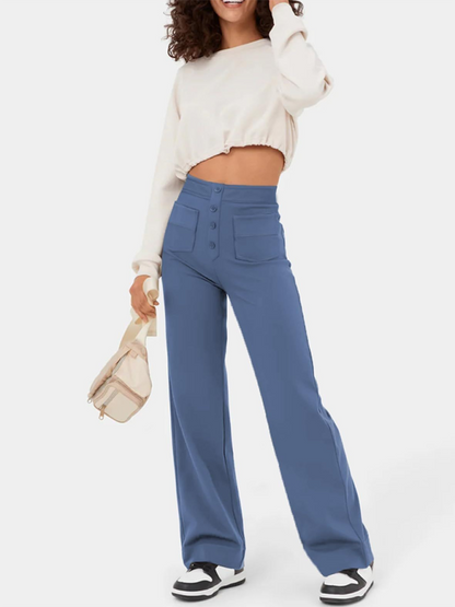 Chic high-waist straight trousers