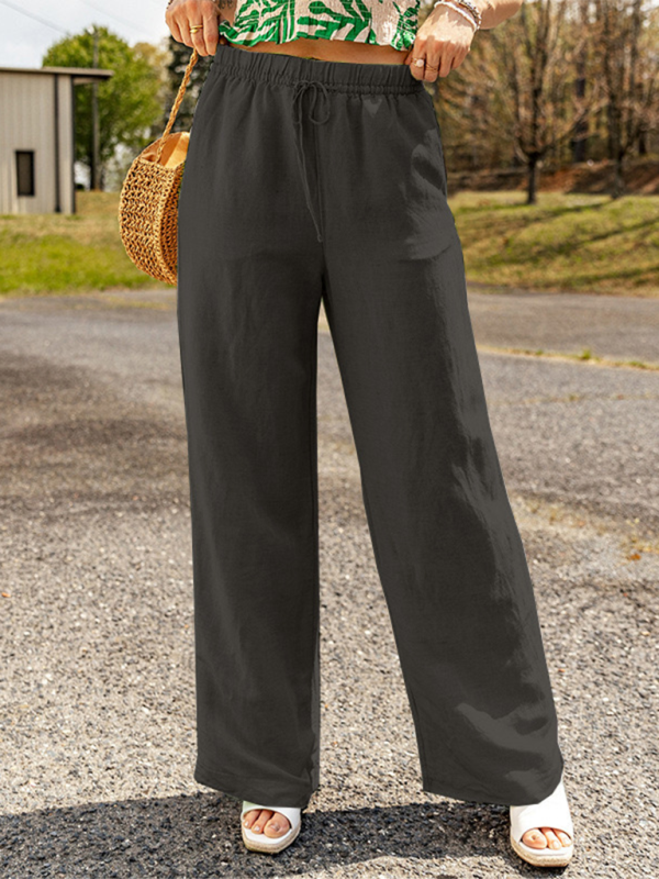 Casual wide-leg linen trousers