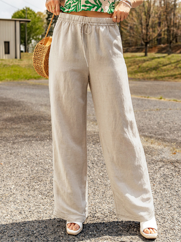 Casual wide-leg linen trousers