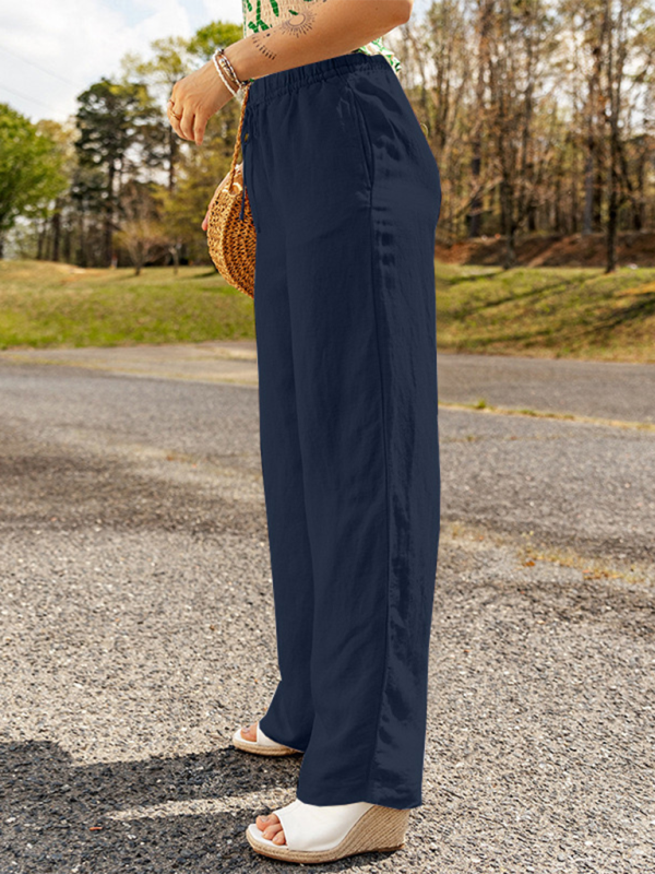 Casual wide-leg linen trousers