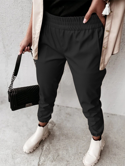 Chic women's leather casual pants