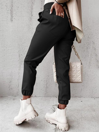 Chic women's leather casual pants