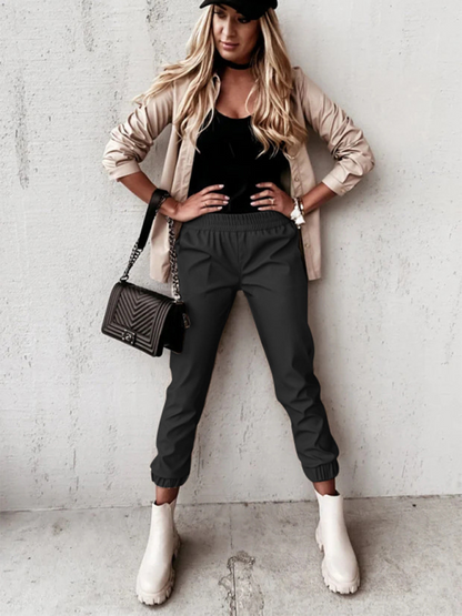 Chic women's leather casual pants