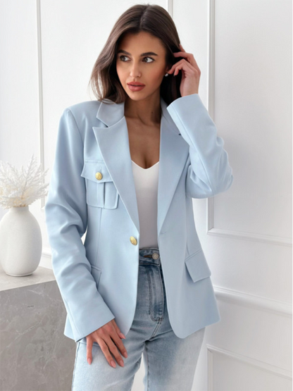 New Long-Sleeved Double-Breasted Plaid Blazer for Women