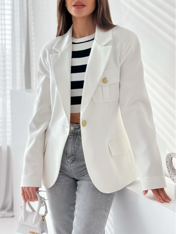 New Long-Sleeved Double-Breasted Plaid Blazer for Women