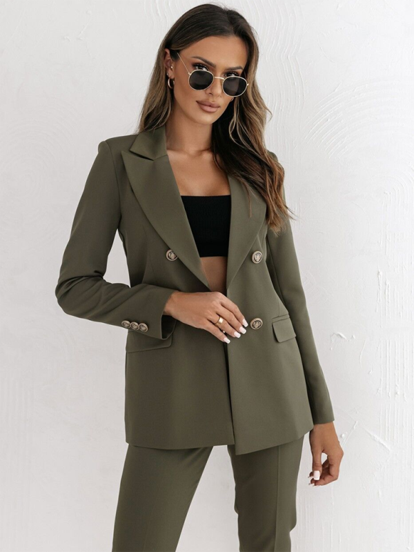 New Double-Breasted Solid Color Fashion Blazer for Women