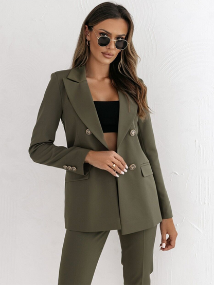 New Double-Breasted Solid Color Fashion Blazer for Women