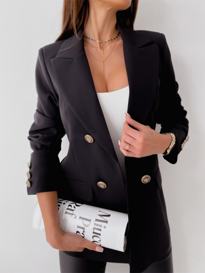New Double-Breasted Solid Color Fashion Blazer for Women