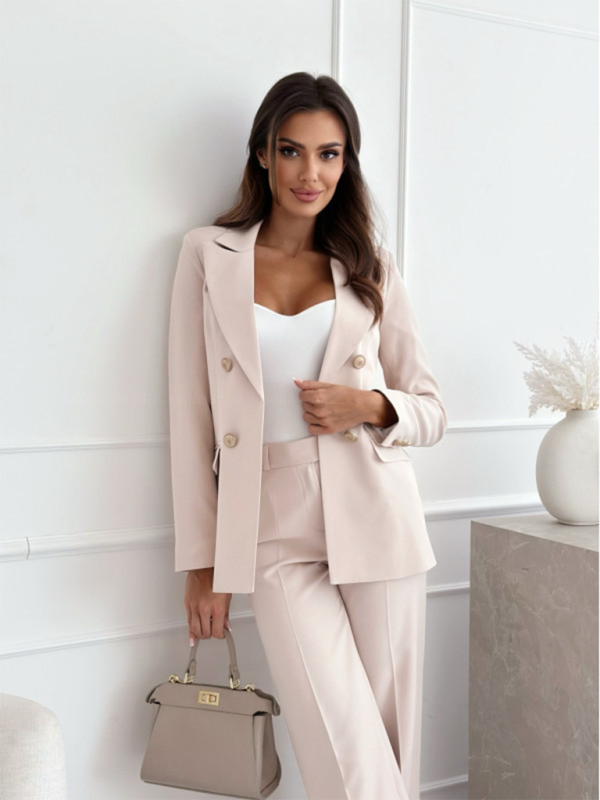 New Double-Breasted Solid Color Fashion Blazer for Women