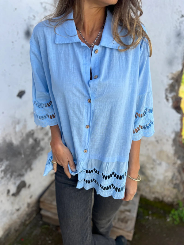 Lace flared sleeve shirt for women