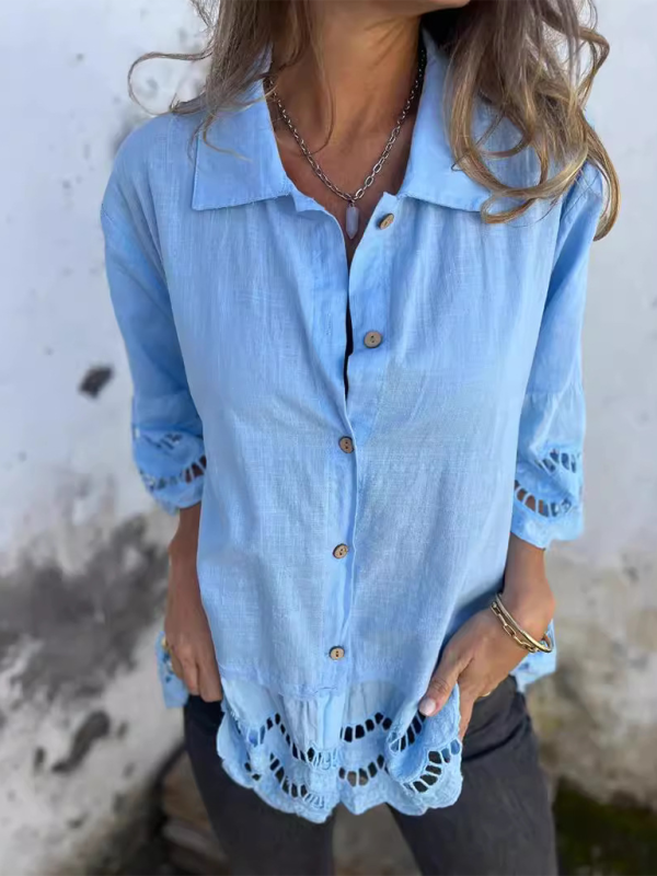 Lace flared sleeve shirt for women