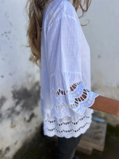 Lace flared sleeve shirt for women