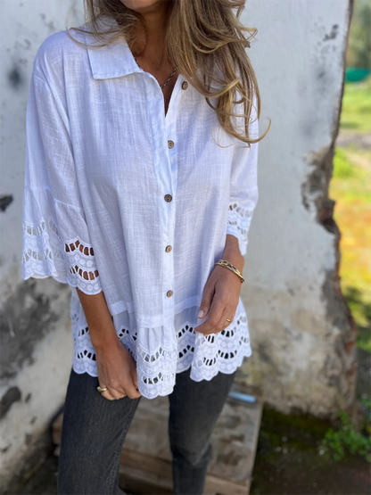 Lace flared sleeve shirt for women