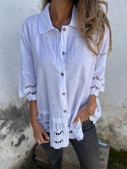 Lace flared sleeve shirt for women