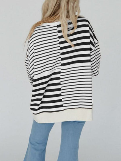 Women's Oversized Striped Patchwork Top