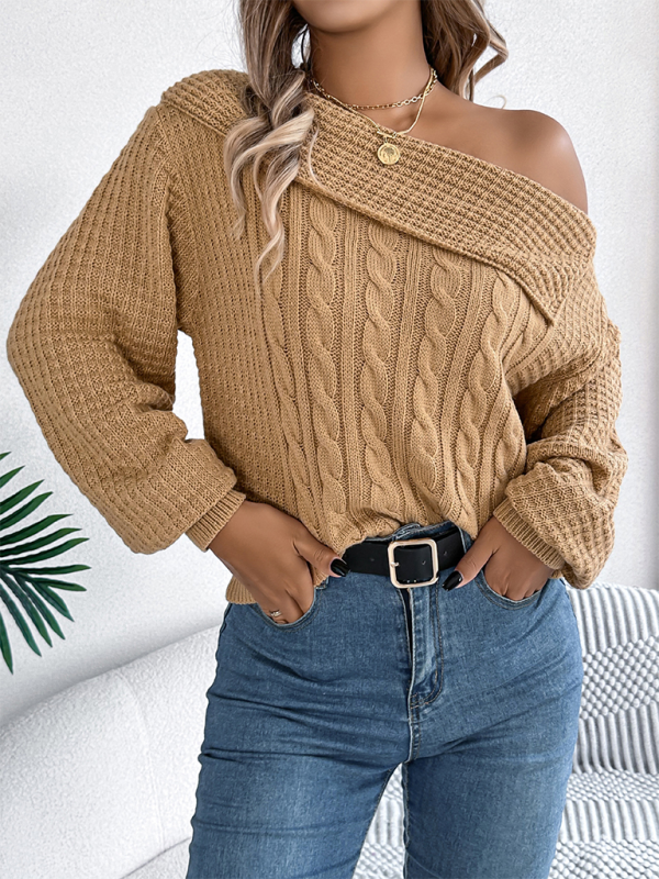 Chic Off-shoulder Cable Pullover